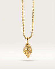 Golden Leaf Pendant Necklace in Alloy Titanium Steel Box Chain