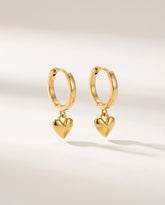 Gold Geometric Heart Drop Earrings | 304 Stainless Steel