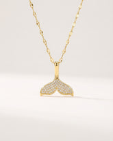 Gold-Plated Stainless Steel Full Diamond Fishtail Necklace