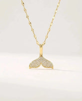 Gold-Plated Stainless Steel Full Diamond Fishtail Necklace