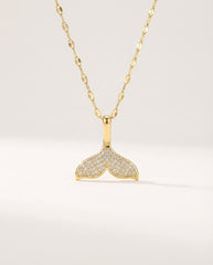 Gold-Plated Stainless Steel Full Diamond Fishtail Necklace