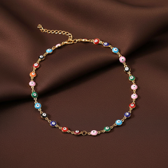 Colored Gold Devil's Eye Beaded Necklace