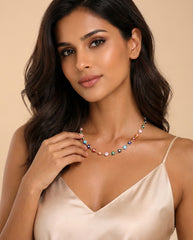 Colored Gold Devil's Eye Beaded Necklace