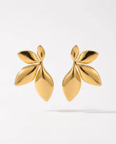 Gold Leaf Stainless Steel Stud Earrings – 18K Gold PVD Coated