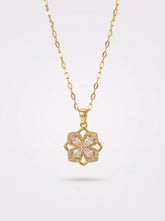Four-Leaf Clover Necklace in 18K Gold with Rotating Clover & Zircon