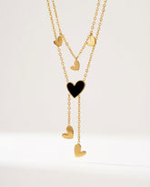 Gold Titanium Steel Multi-Layered Heart Pendant Necklace
