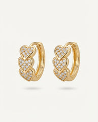 Gold Geometric Heart Hoop Earrings in Stainless Steel