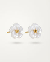 White Floral 18K Gold-Plated Stainless Steel Earrings