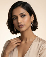 18k White Gold Plated Copper Alloy Drop Earrings