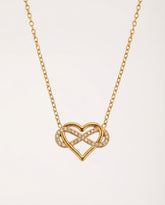 Gold Stainless Steel Heart & Infinity Zircon Necklace Adjustable Chain