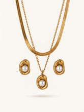 18K Gold Plated Pearl Four-Piece Jewelry Set - Confident Everyday Wear