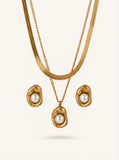 18K Gold Plated Pearl Four-Piece Jewelry Set - Confident Everyday Wear