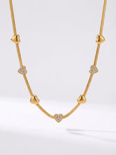 Gold Heart Zircon Stainless Steel Necklace 41+5cm