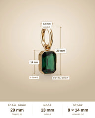 Green Zircon Drop Huggie Earrings – 18K Gold Emerald Tone