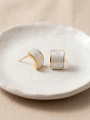 S925 Silver Irregular Pearl Needle Earrings with Leaf & Flower Motif