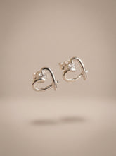 Silver Open Heart Alloy Stud Earrings
