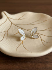 S925 Silver Pearl Butterfly Knot Stud Earrings