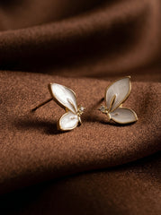S925 Silver Pearl Butterfly Knot Stud Earrings