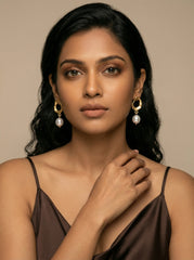 Silver Leaf & Pearl Earrings – S925 Sterling Butterfly Knot