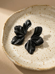 Matte Black Alloy Petal Statement Earrings