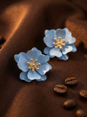 Bohemian Flower Resin and Gold-Tone Stud Earrings