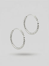 Diamond Cut Silver Hoop Earrings – Minimal Textured Everyday Jewelry for Women
