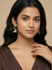 Pearl Drop Gold Hoop Earrings - Cute Mermaid Tail Crystal Earrings for Women