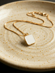 Geometric Natural Stone & Zircon Pendant Necklace