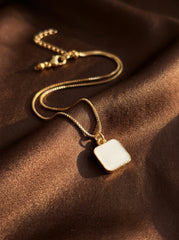 Geometric Natural Stone & Zircon Pendant Necklace