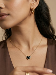 Black Heart Pendant Necklace in Gold Alloy