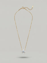 Gold 18K Plated Stainless Steel Single Diamond Pendant Necklace