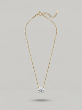 Gold plated necklace with a round solitaire crystal pendant and adjustable extender chain