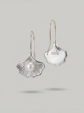 925 Sterling Silver Needle Pearl Shell Drop Earrings – Minimal Elegant Fish Hook Dangle Earrings for Women