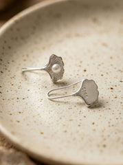 925 Sterling Silver Needle Pearl Shell Drop Earrings – Minimal Elegant Fish Hook Dangle Earrings for Women
