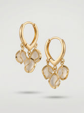 Gold Charm Hoop Earrings with White Stone Drops – Minimal Elegant Dangle Earrings for Women