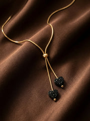 Gold Chain Black Heart Pendant Necklace
