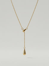 Gold Water Drop Tassel Necklace Titanium Steel PVD Coated