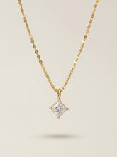 18K Gold Electroplated Stainless Steel Square Diamond Necklace
