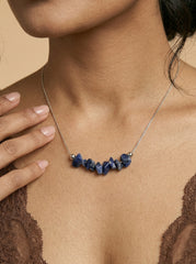 Blue Lapis Lazuli Pendant Necklace in Silver-Tone