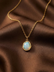 Gold-Plated Geometric Zircon Pendant Necklace – Stainless Steel, Adjustable