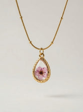 Water Drop Gold & Purple Teardrop Pendant Necklace