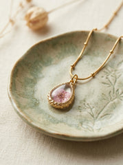 Water Drop Gold & Purple Teardrop Pendant Necklace