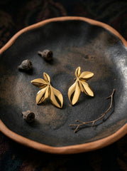 Gold Leaf Stainless Steel Stud Earrings – 18K Gold PVD Coated