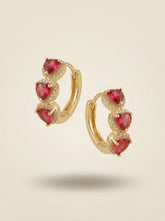 Red Heart Copper Hoop Earrings - Retro Style