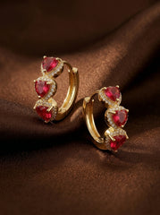 Red Heart Copper Hoop Earrings - Retro Style