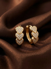 Gold Geometric Heart Hoop Earrings in Stainless Steel