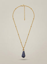 Gold-Tone Lapis Lazuli Necklace with Irregular Teardrop Pendant