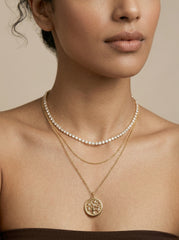 Gold Multi-Layer Alloy Necklace with Hollow Tree Pendant