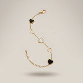 18K Gold Titanium Steel Heart Charm Bracelet