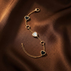18k Gold Titanium Steel Heart Charm Bracelet